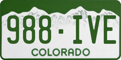 CO license plate 988IVE