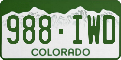 CO license plate 988IWD