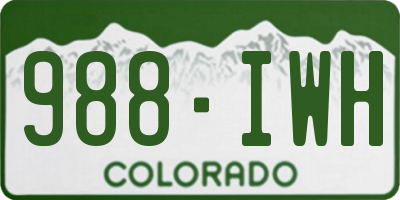 CO license plate 988IWH