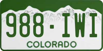 CO license plate 988IWI