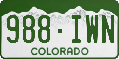 CO license plate 988IWN