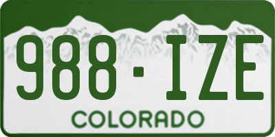 CO license plate 988IZE