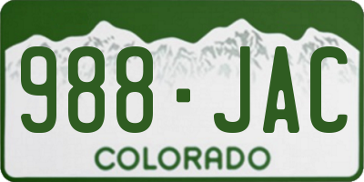 CO license plate 988JAC