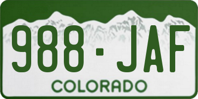CO license plate 988JAF
