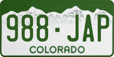 CO license plate 988JAP