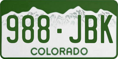 CO license plate 988JBK