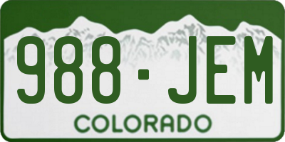 CO license plate 988JEM