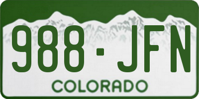 CO license plate 988JFN