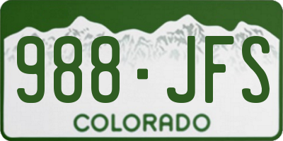 CO license plate 988JFS