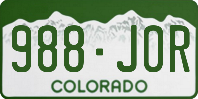 CO license plate 988JOR