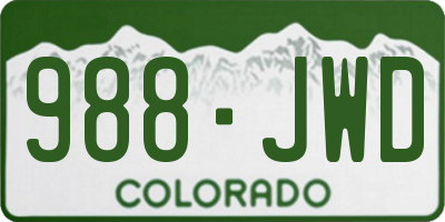 CO license plate 988JWD