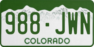 CO license plate 988JWN