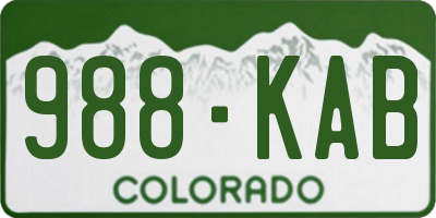 CO license plate 988KAB