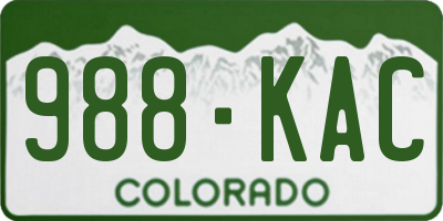 CO license plate 988KAC