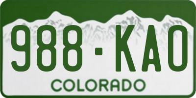 CO license plate 988KAO