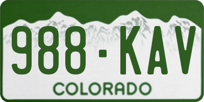 CO license plate 988KAV