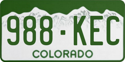 CO license plate 988KEC