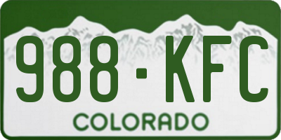 CO license plate 988KFC