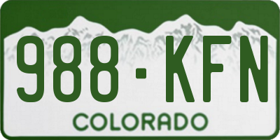 CO license plate 988KFN