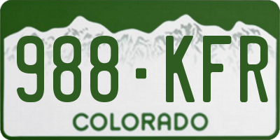 CO license plate 988KFR