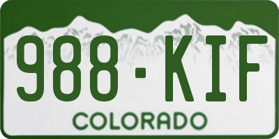 CO license plate 988KIF