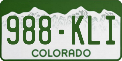 CO license plate 988KLI