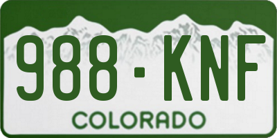 CO license plate 988KNF