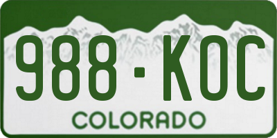 CO license plate 988KOC