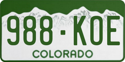 CO license plate 988KOE