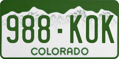 CO license plate 988KOK