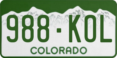 CO license plate 988KOL