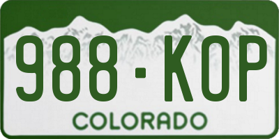 CO license plate 988KOP