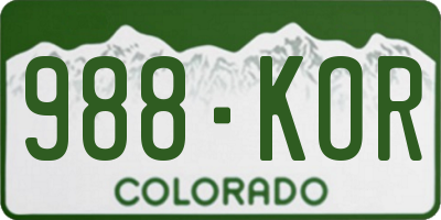 CO license plate 988KOR