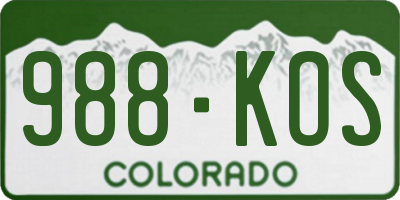 CO license plate 988KOS
