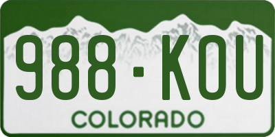 CO license plate 988KOU