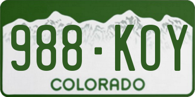 CO license plate 988KOY