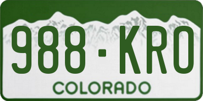 CO license plate 988KRO