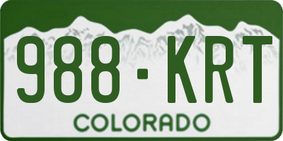 CO license plate 988KRT