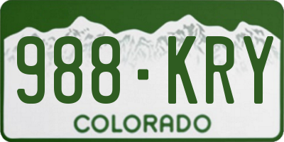CO license plate 988KRY