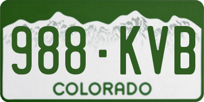 CO license plate 988KVB