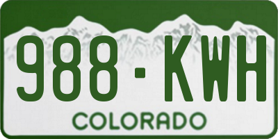 CO license plate 988KWH