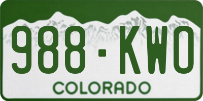 CO license plate 988KWO