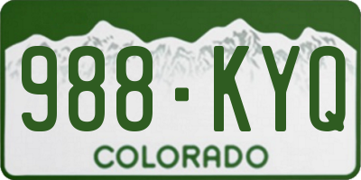 CO license plate 988KYQ