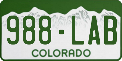 CO license plate 988LAB