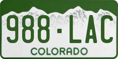 CO license plate 988LAC