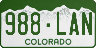 CO license plate 988LAN