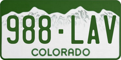 CO license plate 988LAV