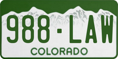 CO license plate 988LAW