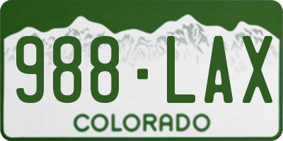 CO license plate 988LAX
