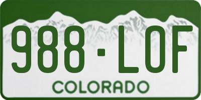 CO license plate 988LOF